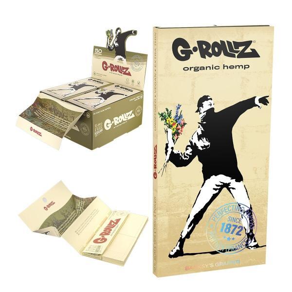 Banksy's Graffiti KS - Organic Hemp Extra Thin Slim Papers + Tips & Tray G-Rollz